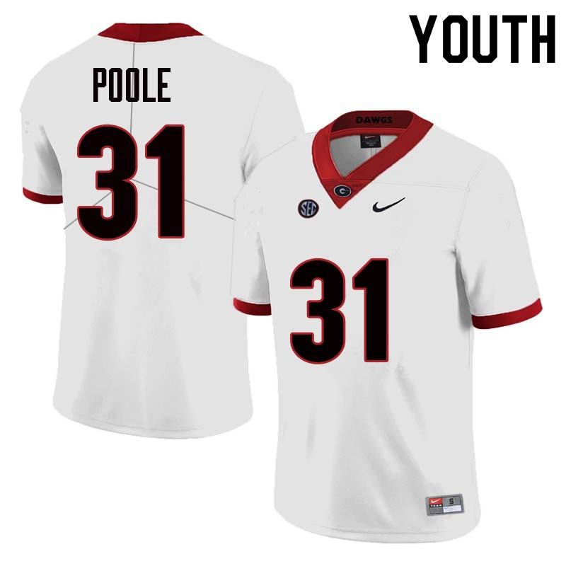 Youth Georgia Bulldogs #31 William Poole College Football Jerseys Sale-White